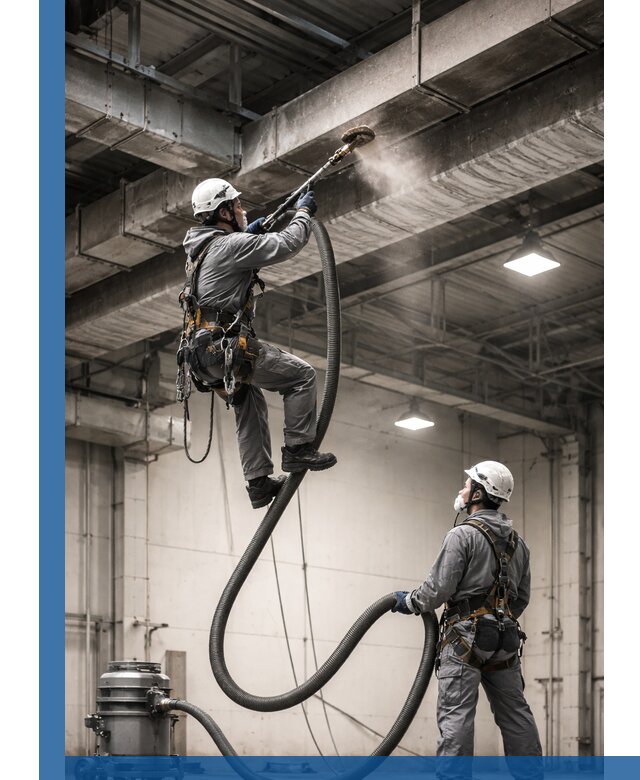 Обеспыливание потолочных конструкций в Надыме промышленным альпинизмом