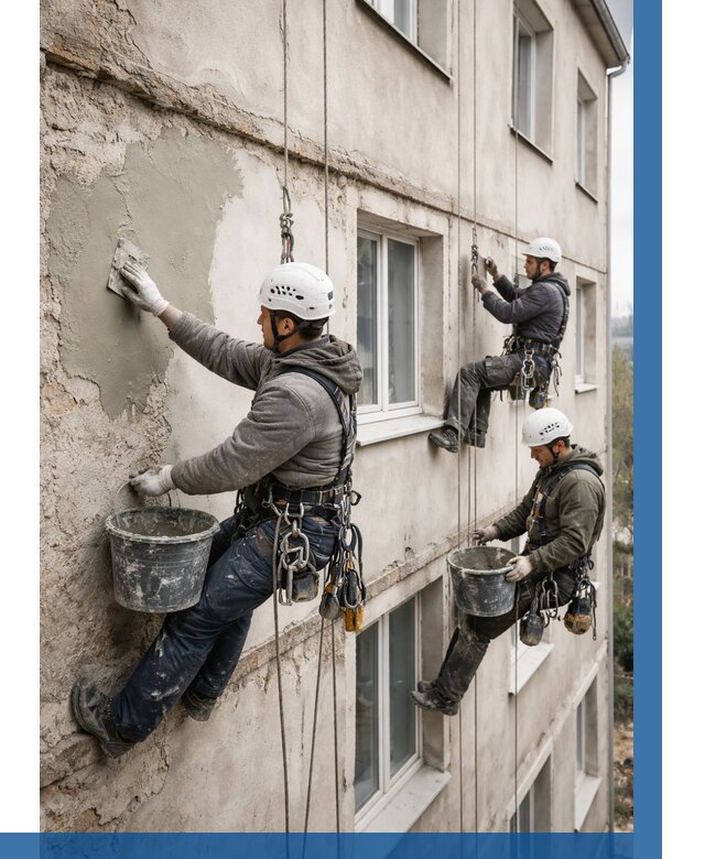 Ремонт штукатурного фасада в Надыме от 778 р. под ключ | ВЫСОТНИК-Ндм