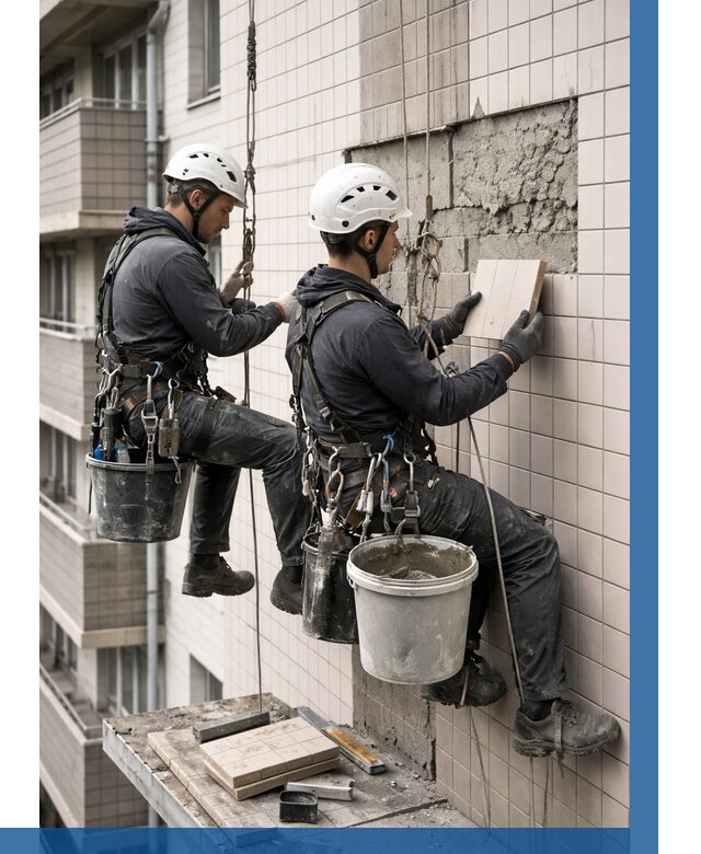 Ремонт облицовки фасада плиткой в Надыме от 1868 р. | ВЫСОТНИК-Ндм