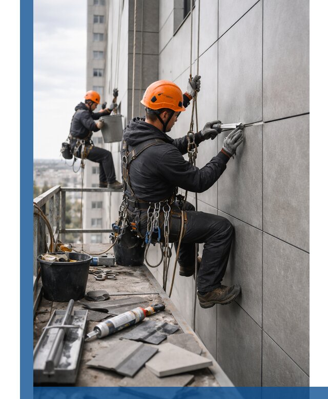 Профессиональный ремонт фасада из керамогранита в Надыме