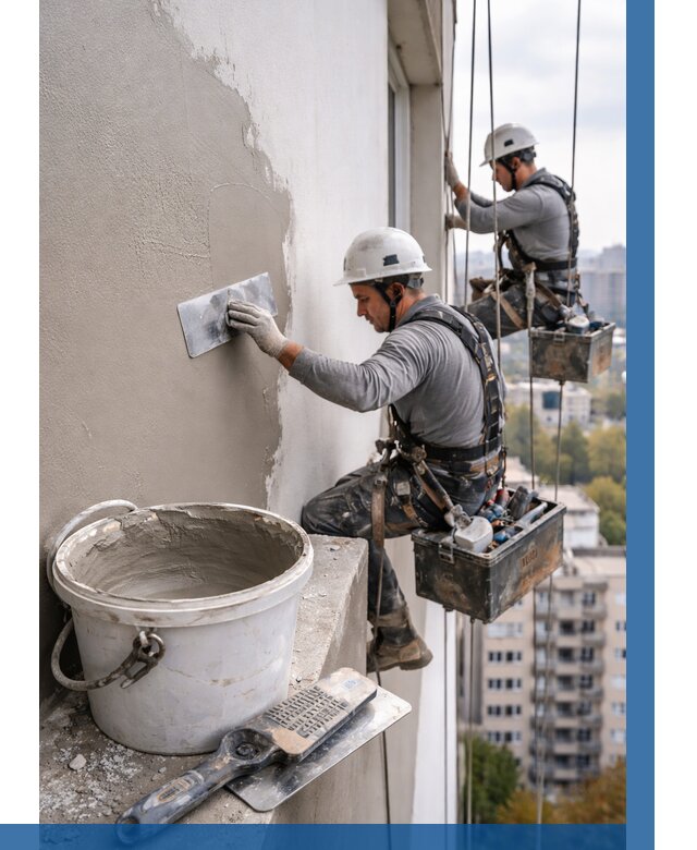 Шпаклевка фасада на высоте в Надыме от 726 р. | ВЫСОТНИК-Ндм