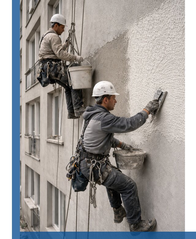 Нанесение декоративной штукатурки короед на фасад в Надыме