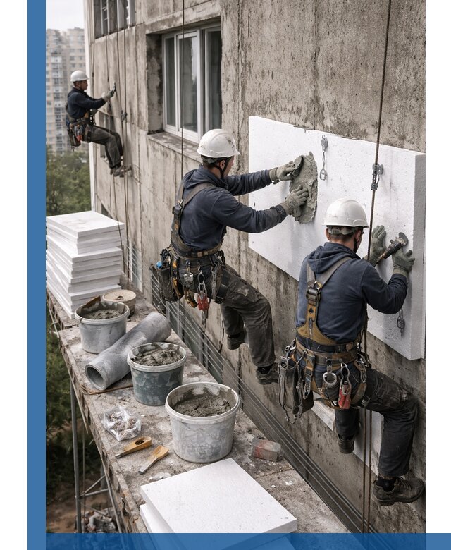 Утепление фасада пенополистиролом в Надыме под ключ