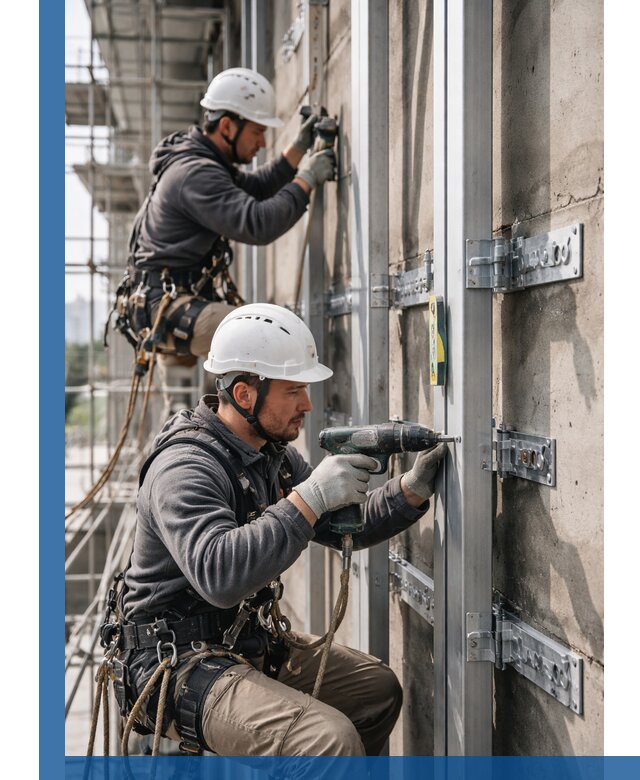 Монтаж и крепление подсистемы вентфасада в Надыме