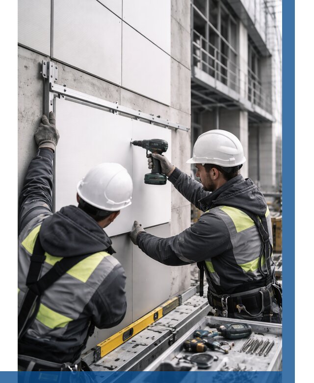 Монтаж композитных панелей фасада в Надыме от 2595 р. | ВЫСОТНИК-Ндм