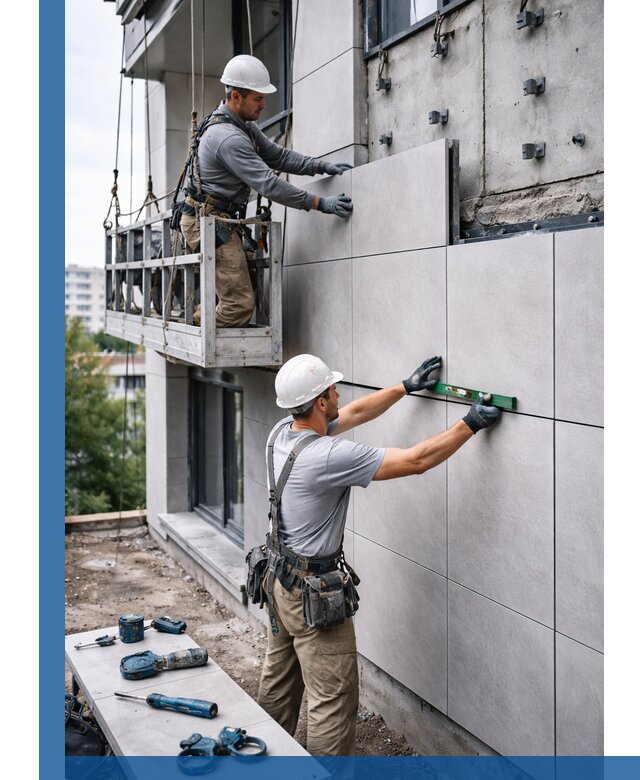 Монтаж керамогранита на фасад в Надыме под ключ с гарантией качества