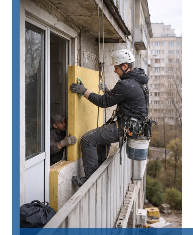 Профессиональное утепление балкона снаружи в Надыме под ключ