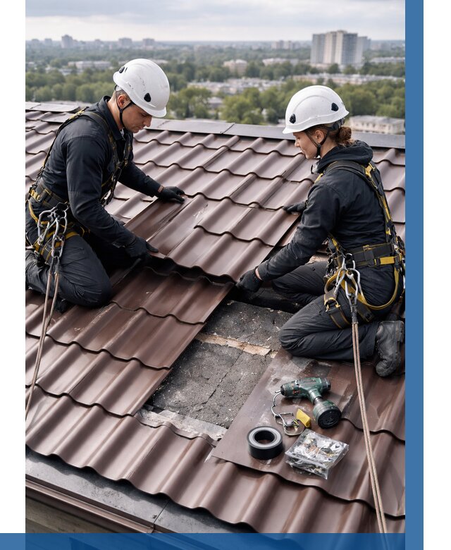 Ремонт металлочерепицы на крыше в Надыме от 934 р. | ВЫСОТНИК-Ндм