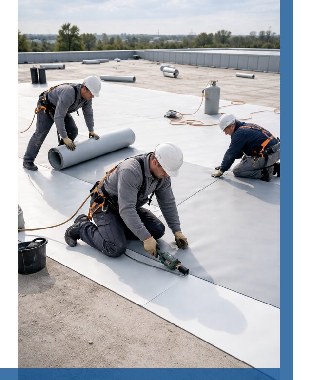 Монтаж мембранной кровли под ключ в Надыме от 1245 р. | ВЫСОТНИК-Ндм