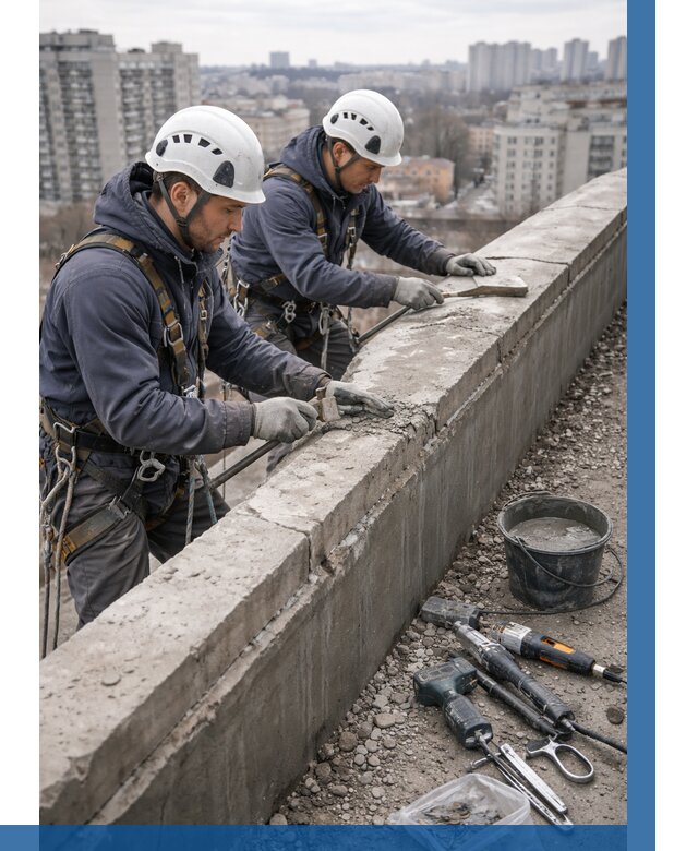 Ремонт парапета на кровле в Надыме от 1557 р. | ВЫСОТНИК-Ндм