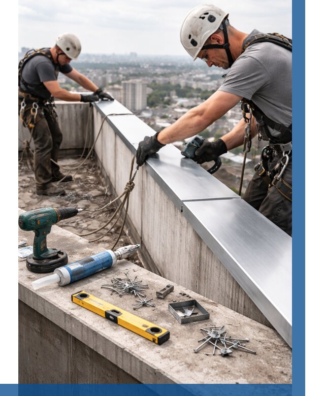 Монтаж парапетных крышек в Надыме от 830 р. | ВЫСОТНИК-Ндм