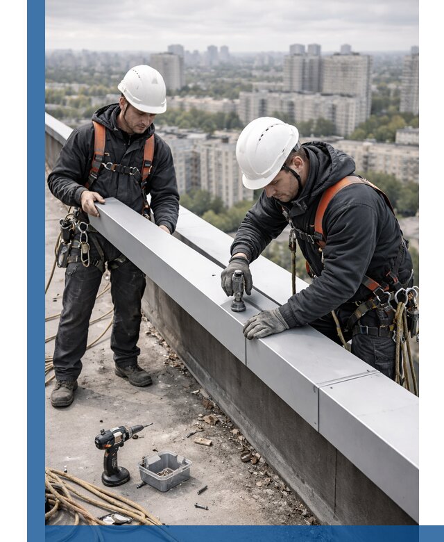 Монтаж парапетных крышек и ограждений кровли в Надыме