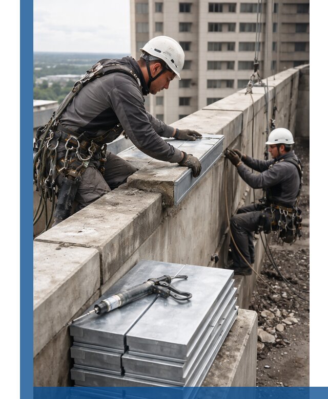 Замена парапетных крышек и установка новых в Надыме