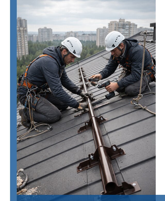 Монтаж снегозадержателей на кровле зданий в Надыме под ключ