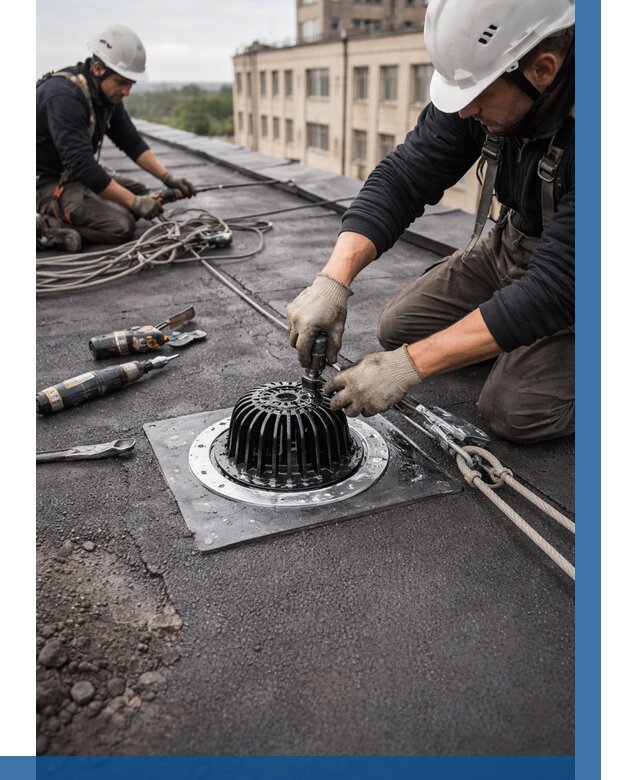 Установка водосточных воронок в Надыме цена от 3632 р. | ВЫСОТНИК-Ндм