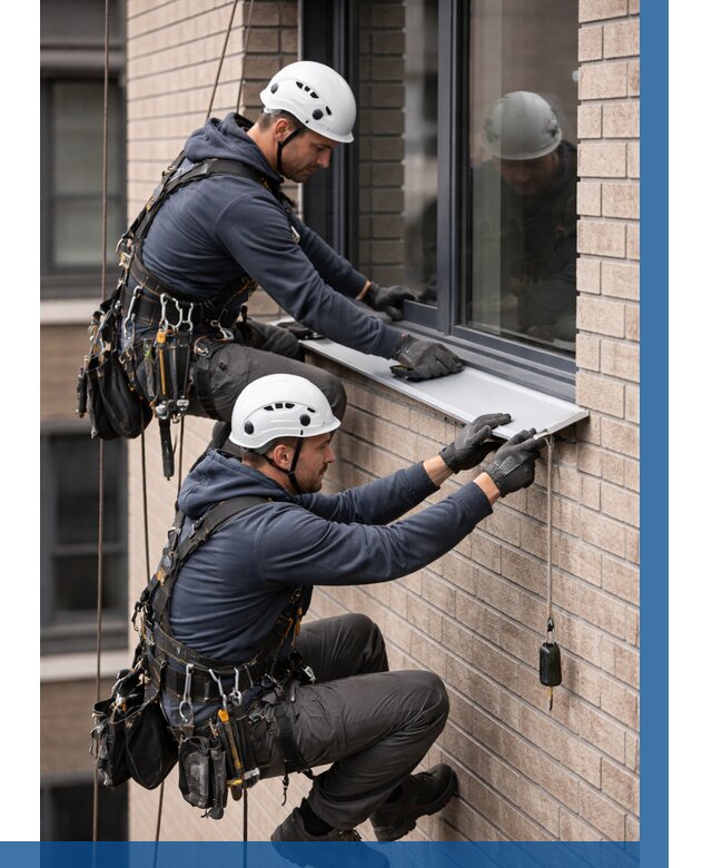 Монтаж оконных отливов под ключ в Надыме от 3632 р. | ВЫСОТНИК-Ндм