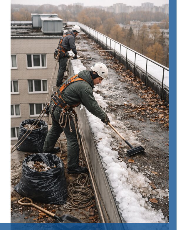 Очистка кровли по периметру в Надыме от 571 р. | ВЫСОТНИК-Ндм