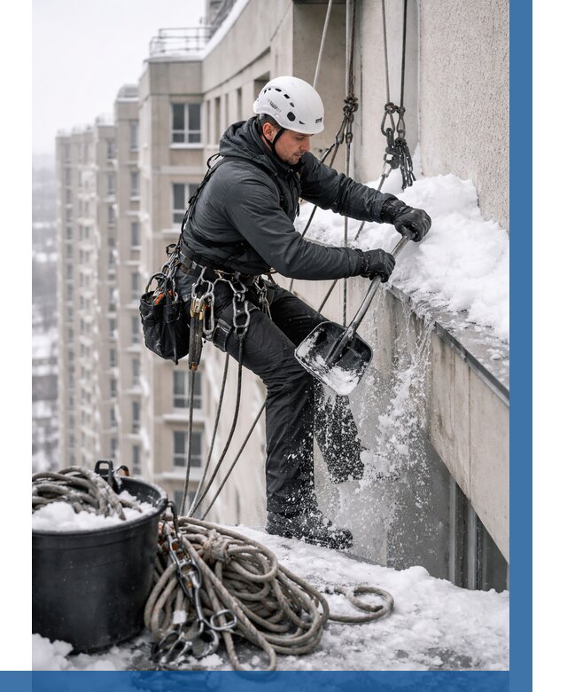 Очистка карнизов от снега в Надыме от 311 р. | ВЫСОТНИК-Ндм