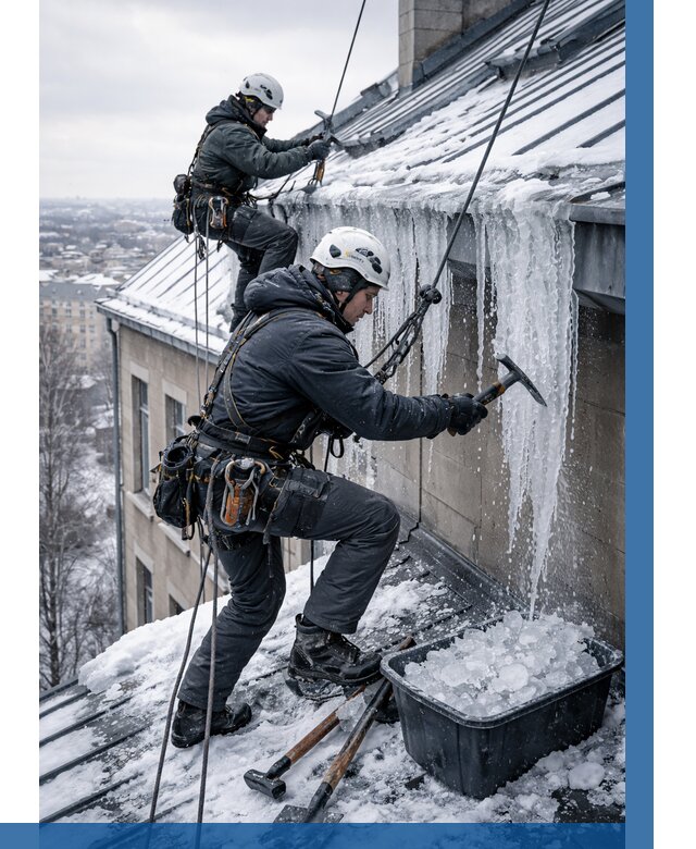 Удаление наледи с кровли в Надыме от 5708 р. | ВЫСОТНИК-Ндм