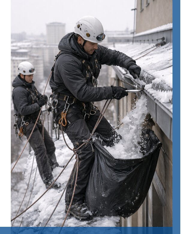 Аварийная очистка крыши в Надыме под ключ от 311 р. | ВЫСОТНИК-Ндм