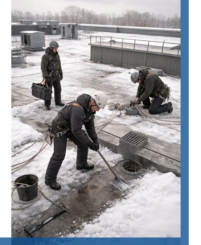 Абонентское обслуживание кровли зимой в Надыме от 8302 р. | ВЫСОТНИК-Ндм