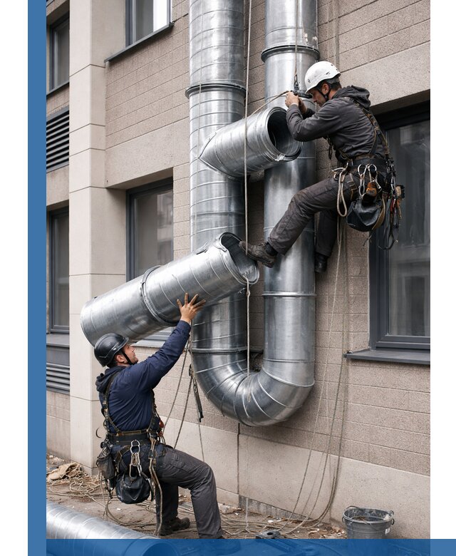 Монтаж фасадных воздуховодов в Надыме с герметизацией и крепежом