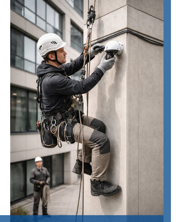 Монтаж камер видеонаблюдения на фасаде в Надыме от 8821 р.-ВЫСОТНИК-Ндм