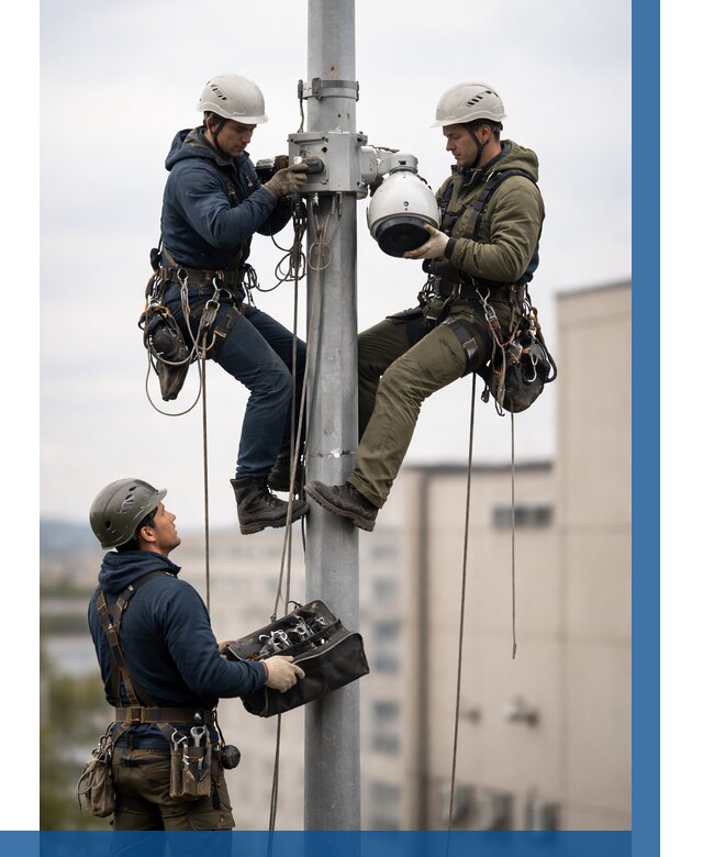 Установка видеокамер на мачте в Надыме от 8821 р. | ВЫСОТНИК-Ндм