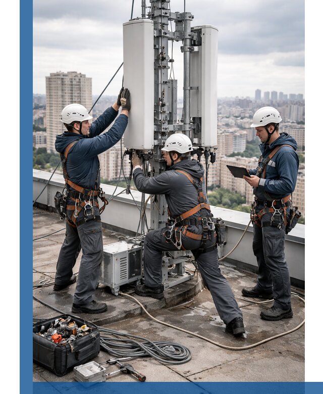 Монтаж антенн связи на крыше в Надыме с вводом в эксплуатацию