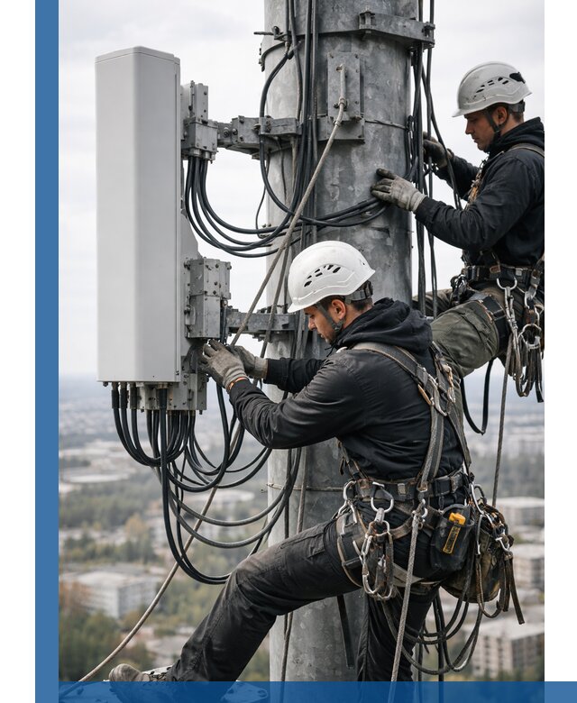 Монтаж оборудования связи на мачте в Надыме с пусконаладкой