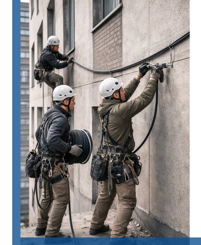 Прокладка кабеля по фасаду в Надыме, профессиональный монтаж