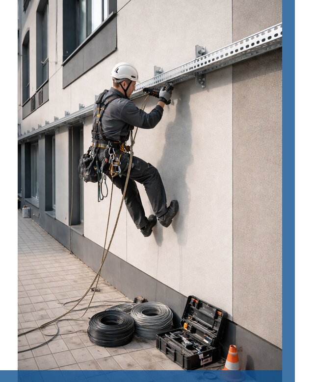 Монтаж кабельных лотков на фасаде в Надыме от 1245 р. | ВЫСОТНИК-Ндм