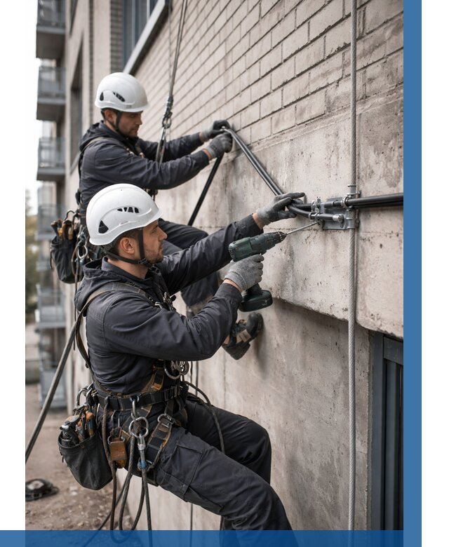 Крепление кабеля на фасаде в Надыме от 363 р. | ВЫСОТНИК-Ндм