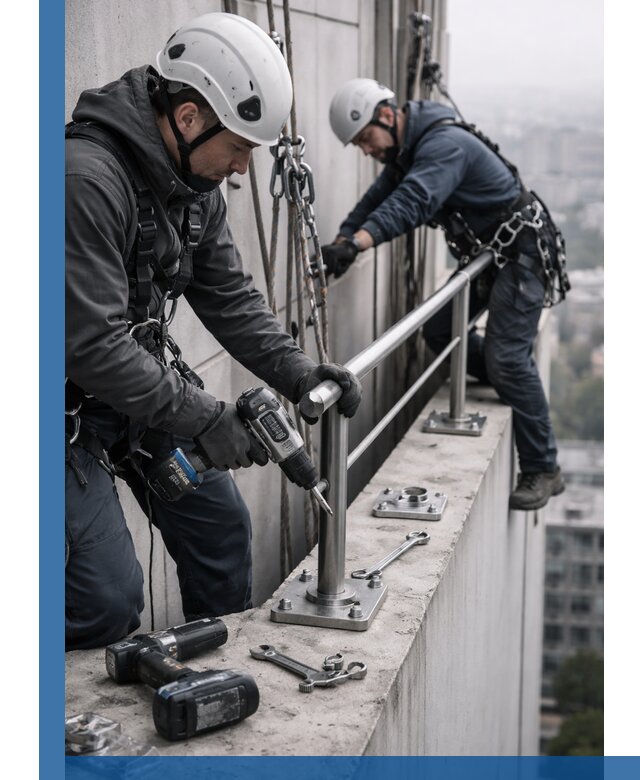 Монтаж перил на высоте в Надыме для жилых и промобъектов