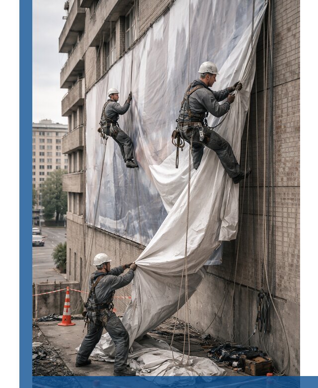 Демонтаж баннеров с фасада в Надыме оперативно и безопасно