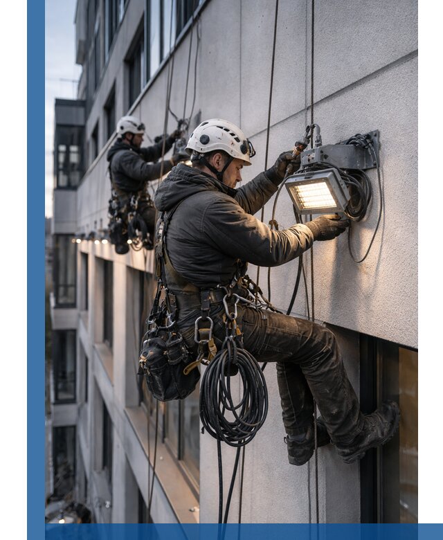 Монтаж фасадного освещения в Надыме установка и подключение