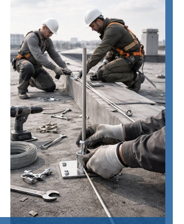 Монтаж молниезащиты на кровле в Надыме цена от 25945 р. | ВЫСОТНИК-Ндм