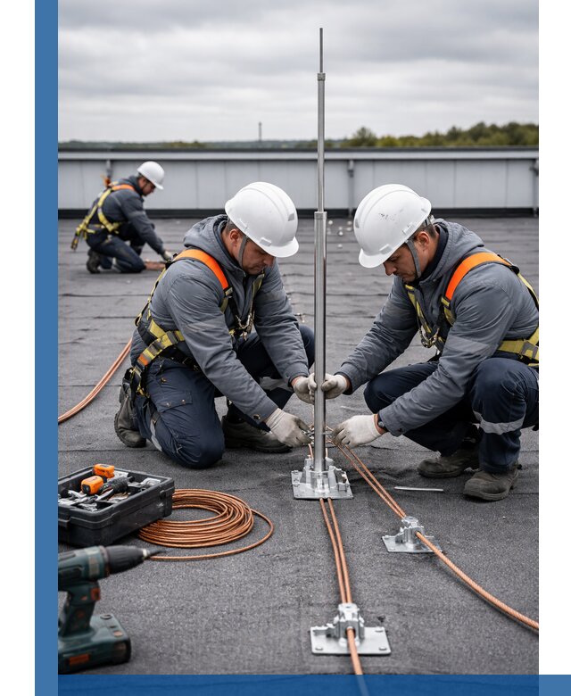 Монтаж молниезащиты на кровле в Надыме под ключ с гарантией