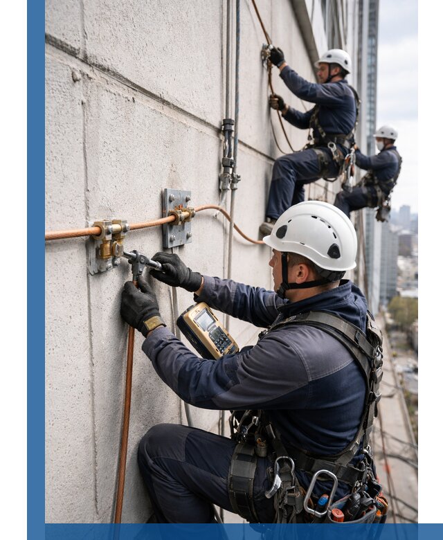 Монтаж системы заземления здания и молниезащиты в Надыме