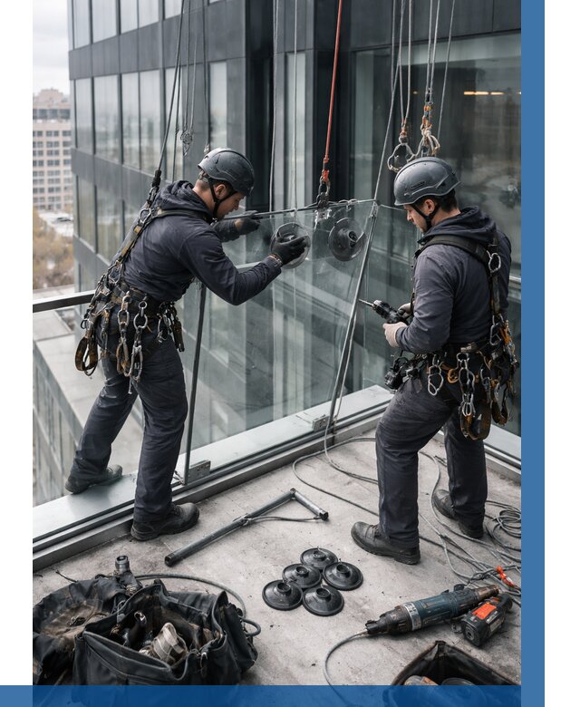 Монтаж стеклянных ограждений в Надыме от 2595 р. | ВЫСОТНИК-Ндм