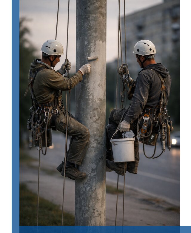 Покраска опор освещения и антикоррозийная защита в Надыме