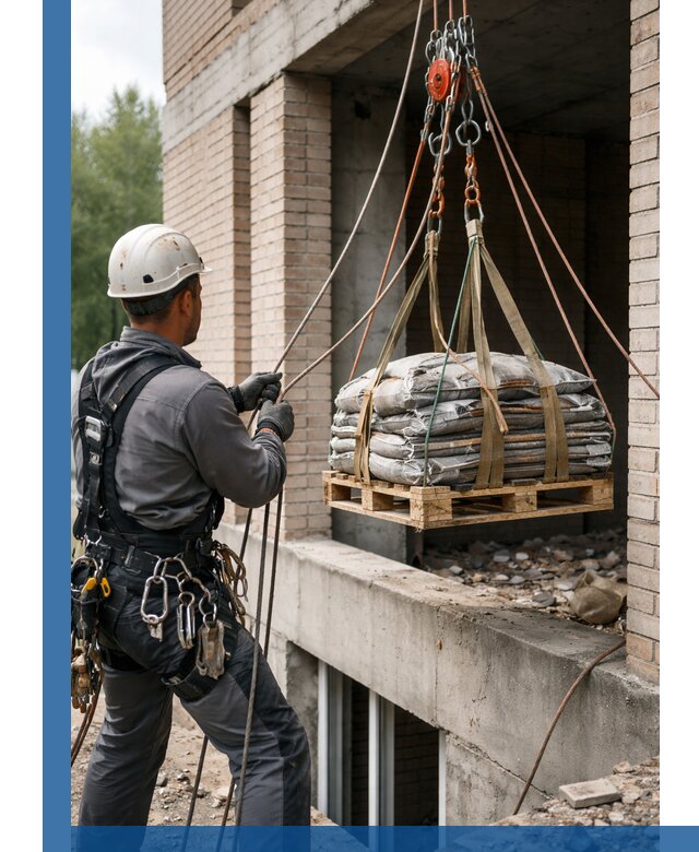 Подъем материалов на этаж веревками в Надыме оперативно