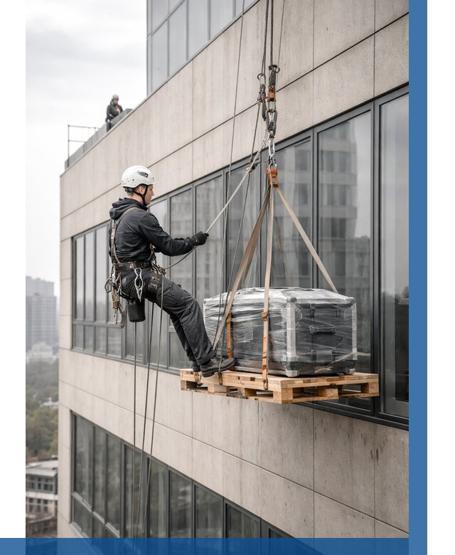 Спуск груза по фасаду в Надыме от 3632 р. | ВЫСОТНИК-Ндм