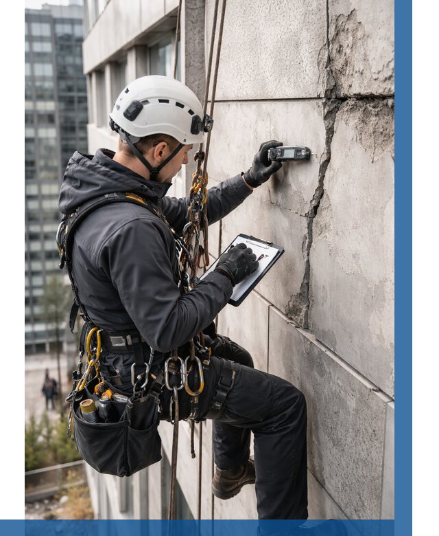 Обследование фасада альпинистами в Надыме от 125 р. | ВЫСОТНИК-Ндм