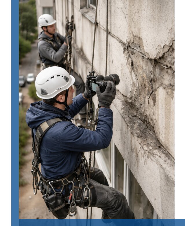 Фотофиксация дефектов фасада с высотной съемкой в Надыме