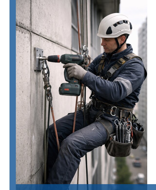 Установка анкерных точек для высотных работ в Надыме